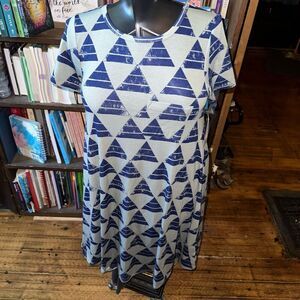 Lularoe blue & gray triangle high low XS knit swing dress